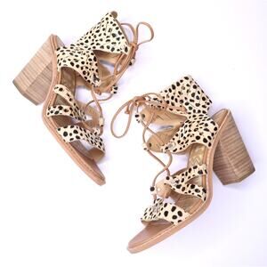 DOLCE VITA Luci Leopard Calf Hair Lace Up Sandal Crisscross Strap Women's 6